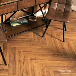 Виниловый ламинат Vinilam Parquet Herringbone Glue Де Вилль