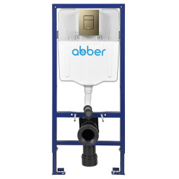 Инсталляция для унитаза Abber AC0108 с кнопкой AC0123BG золото брашированное