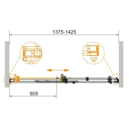 Душевая дверь Cezares 195х140 Stylus-Soft-BF-1-140-C-Cr