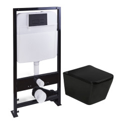 Унитаз с инсталляцией SantiLine SL-5004MB + SL-04 матовый