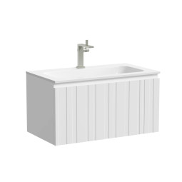 Тумба с раковиной Sancos Ламель 80 LM80W белый матовый