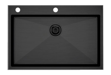 Кухонная мойка Paulmark Vast-Edge PM777551-GM вороненая сталь