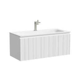 Тумба с раковиной Sancos Ламель 100 LM100W белый матовый